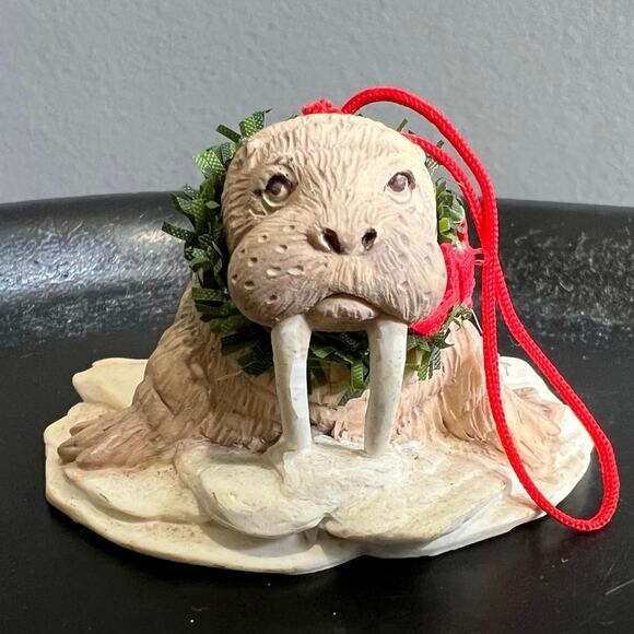 Vintage Holiday Walrus Christmas Ornament  Resin - Picture 1 of 8